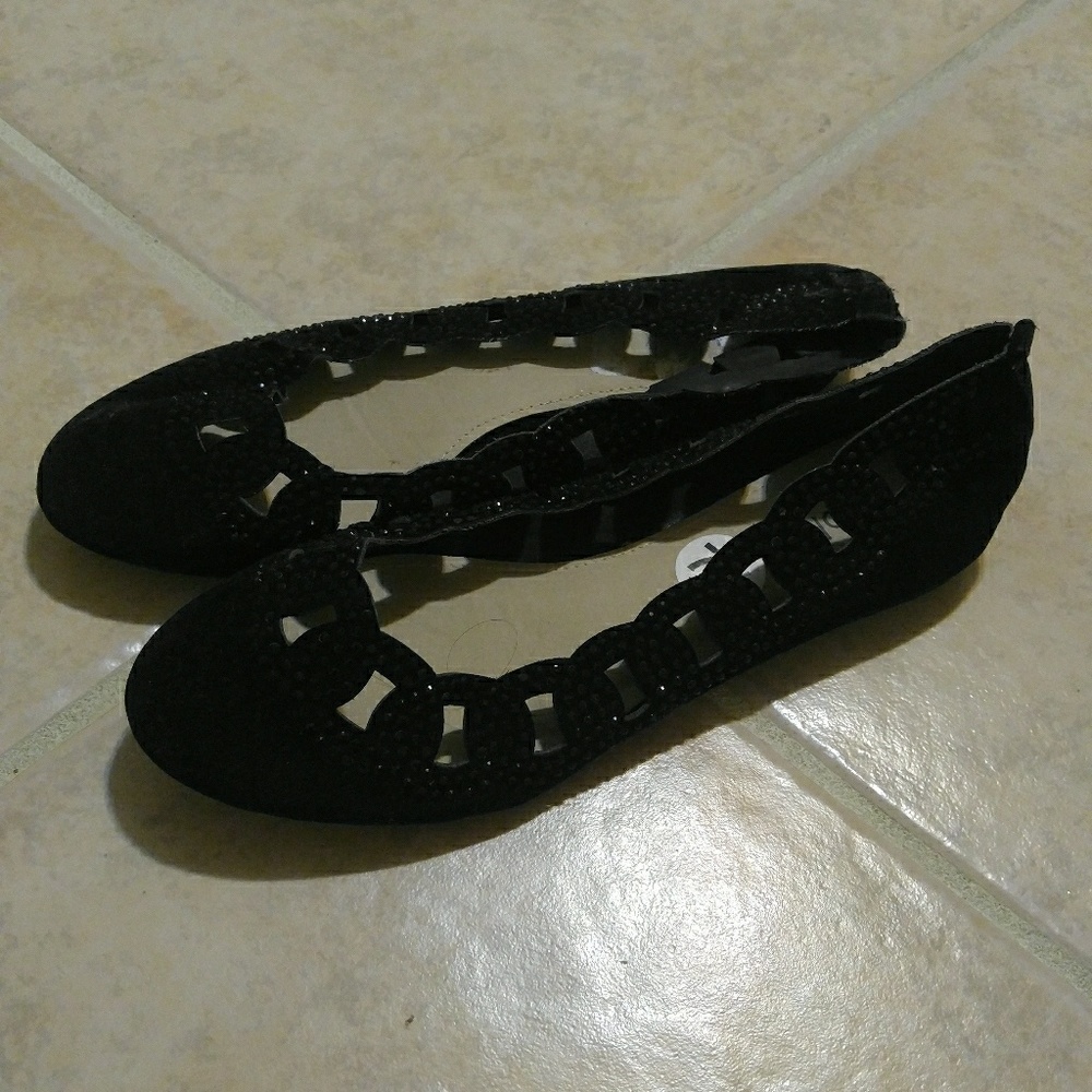 Rhinestone black flats